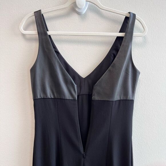 L'Agence Womens 4 Black Slip Dress Lambskin Bodice V Neck Back Zipper Sleeveless - Picture 8 of 13
